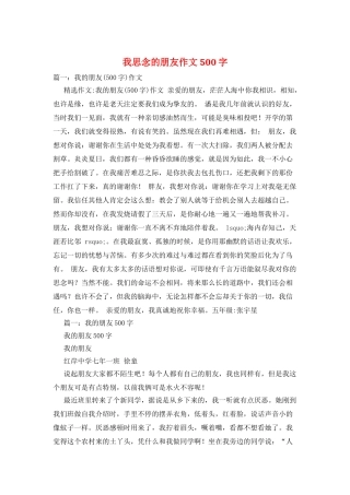 我思念的朋友作文500字