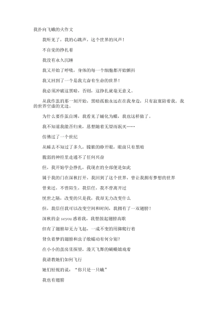 我扑向飞蛾的火作文