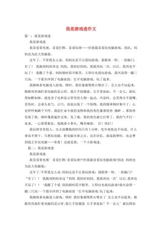 我是游戏迷作文