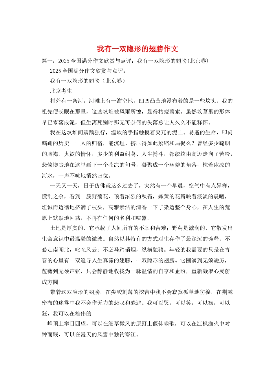 我有一双隐形的翅膀作文_第1页