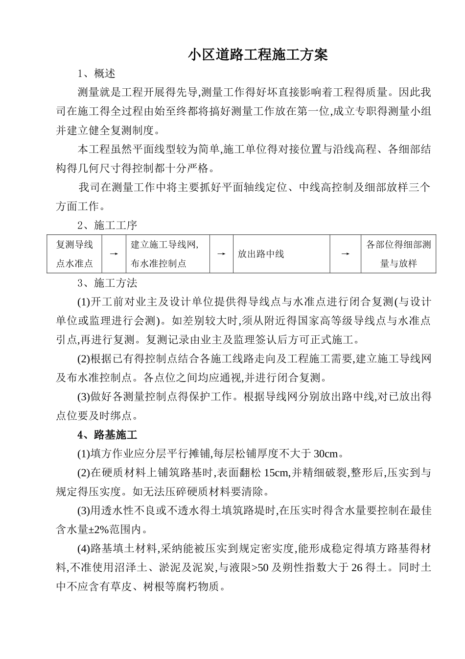 房地产小区道路工程施工方案_第1页