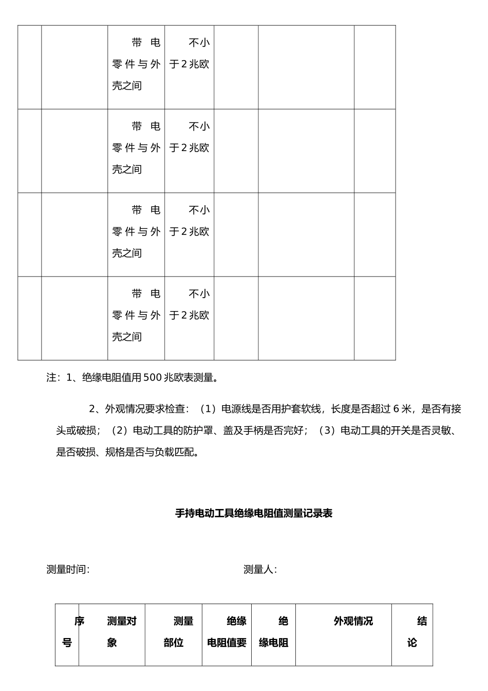 手持电动工具绝缘电阻值测量记录表63363_第3页