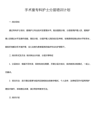 手术室护士分级培训计划