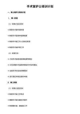手术室护士培训计划