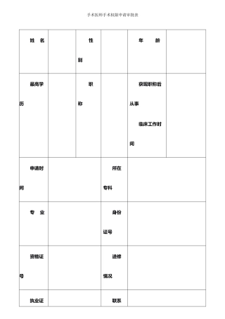 手术权限申请表