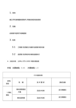手机盖板检验标准