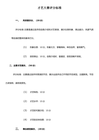才艺大赛评分标准