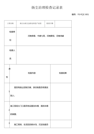 扬尘治理检查记录教育记录