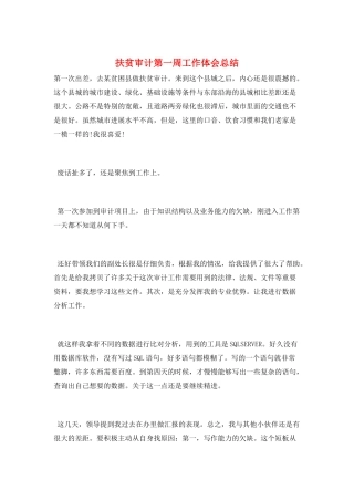 扶贫审计第一周工作体会总结