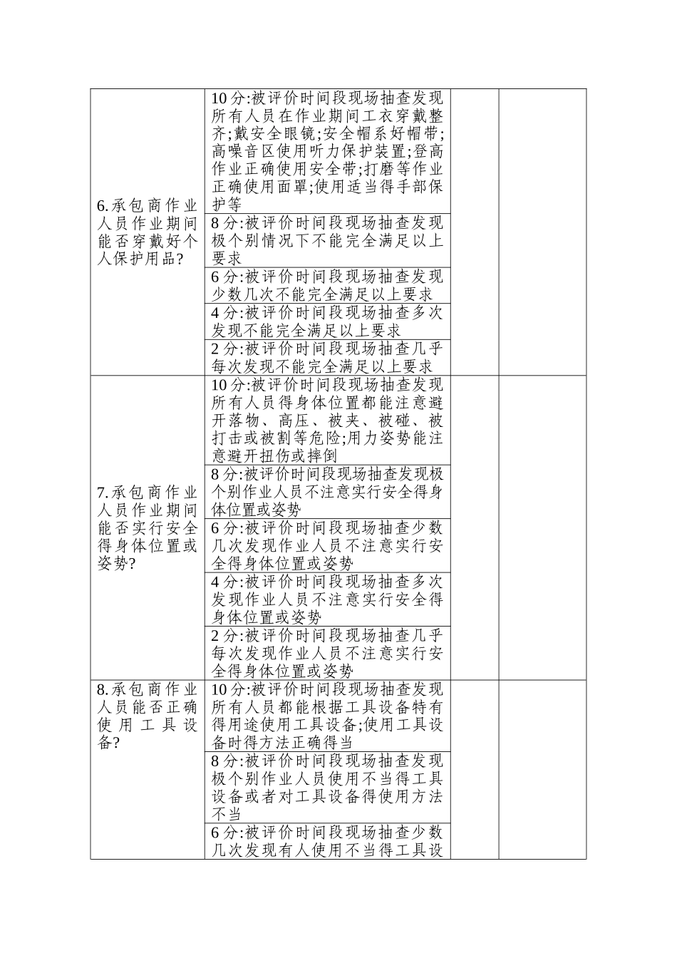 承包商竣工后安全绩效评估表_第3页
