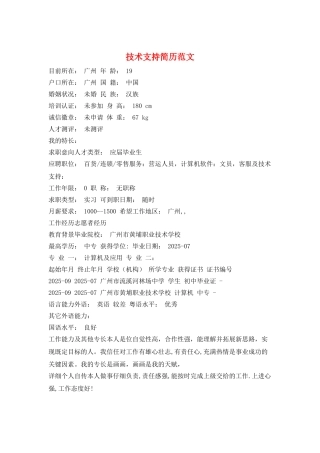 技术支持简历范文