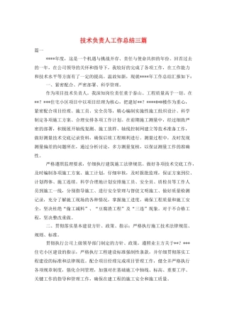 技术负责人工作总结三篇