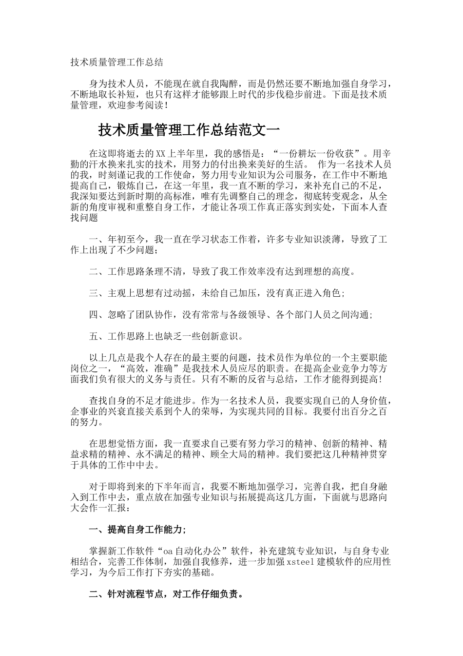 技术质量管理工作总结_第1页