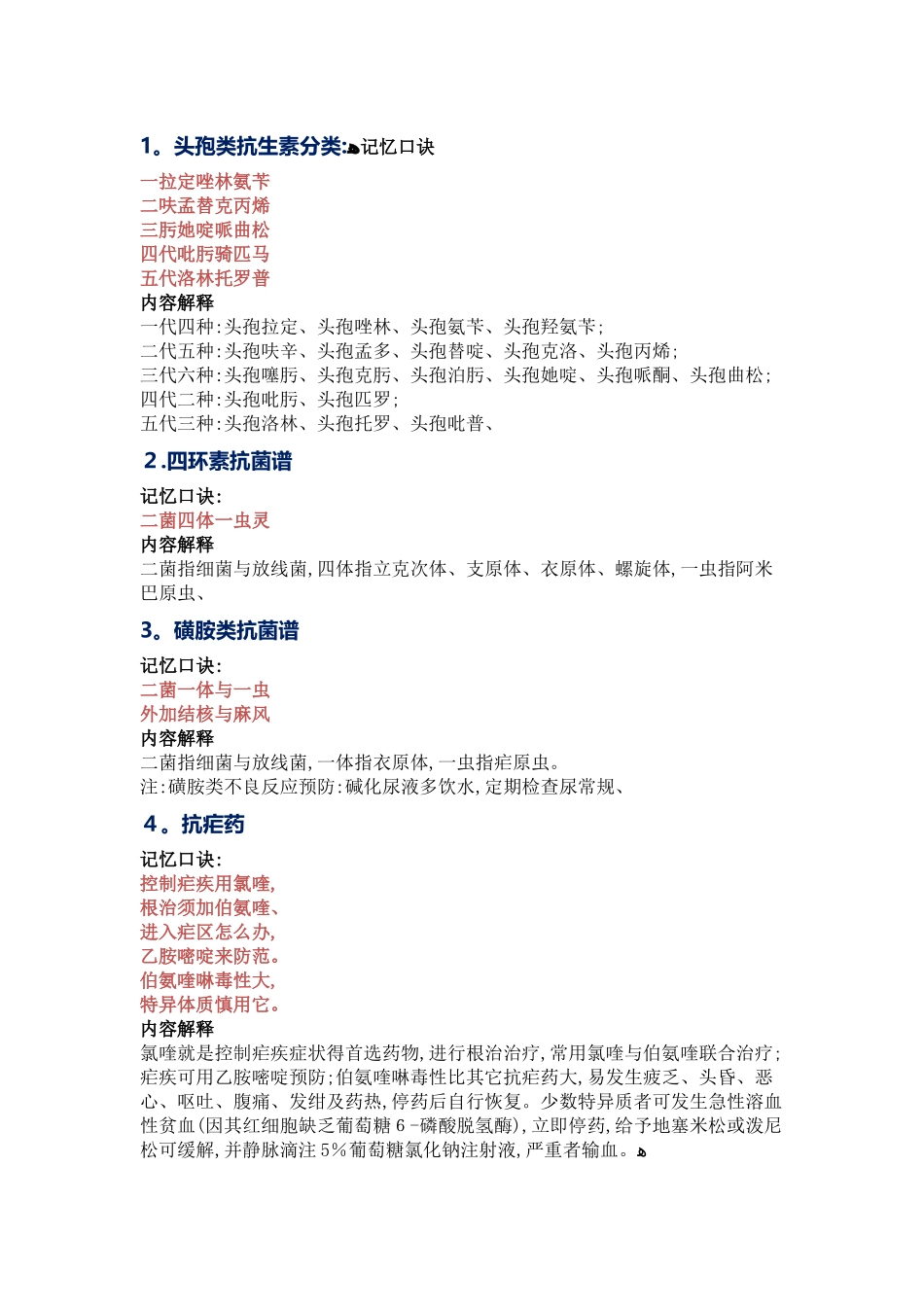 抗生素快速记忆口诀_第1页