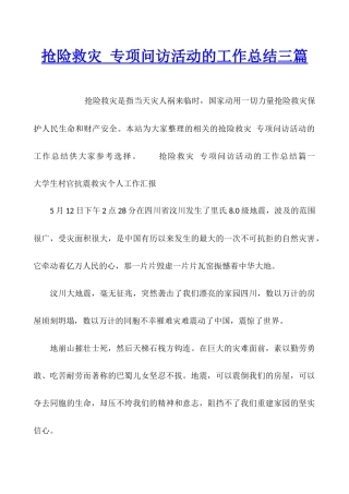 抢险救灾-专项问访活动的工作总结三篇