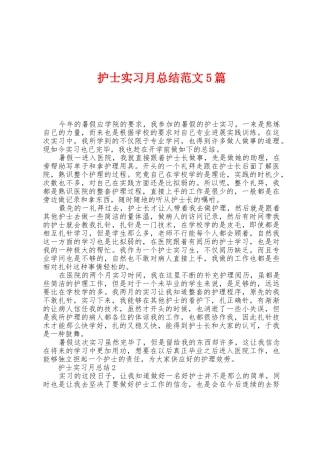 护士实习月总结范文5篇