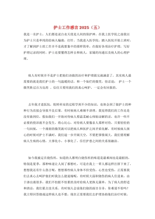 护士工作感言2025(五)