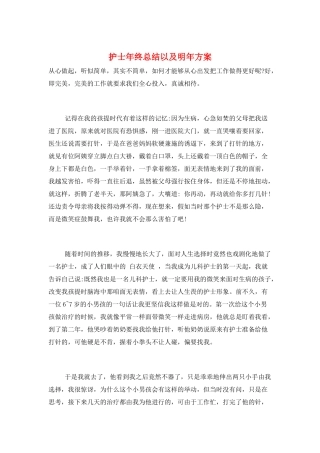 护士年终总结以及明年计划