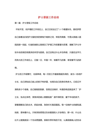 护士晋级工作总结