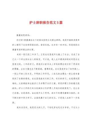 护士辞职报告范文5篇2