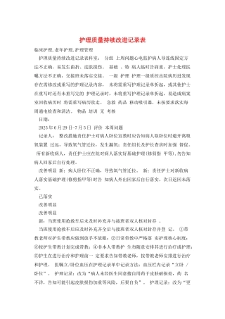 护理质量持续改进记录表