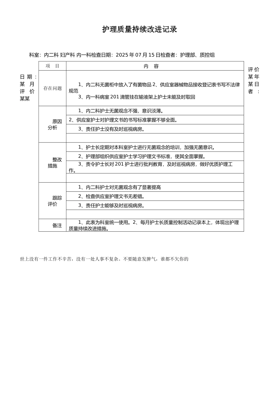护理质量持续改进记录_第1页