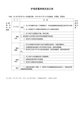 护理质量持续改进记录