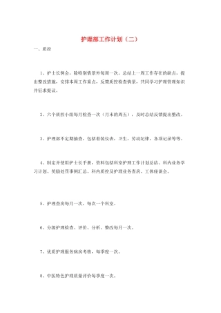 护理部工作计划(二)