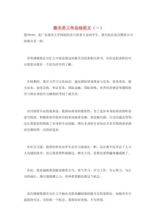 报关员工作总结范文