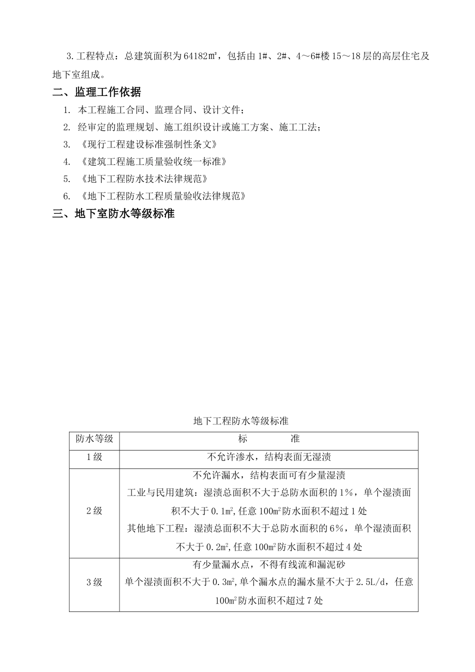 拆迁安置房地下室防水工程监理实施细则_第2页