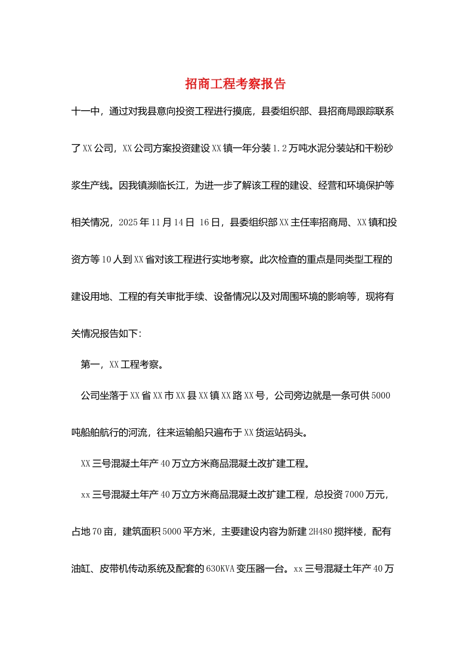 招商项目考察报告_第1页