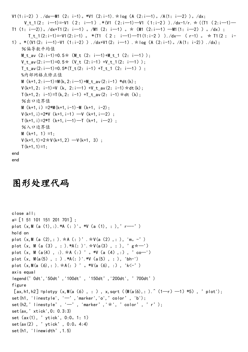 拟一维喷管流动的数值解法代码_第2页