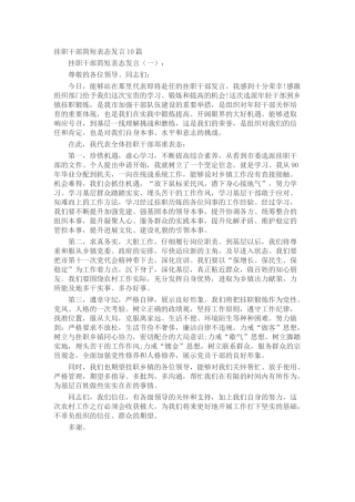 挂职干部简短表态发言(致辞演讲稿发言稿精选5篇