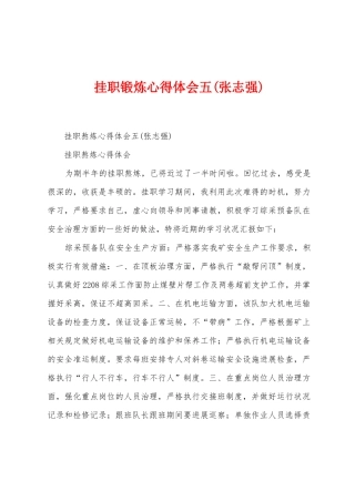 挂职锻炼心得体会五
