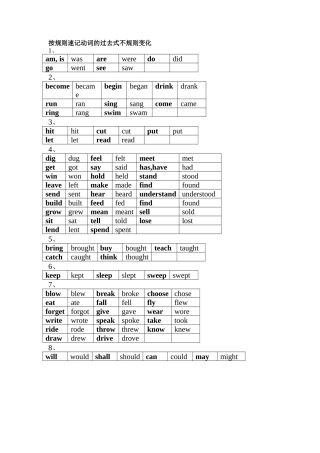 按规则速记动词的过去式不规则变化