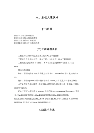 挖色自来水厂承包人建议书