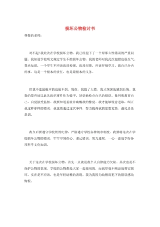 损坏公物检讨书