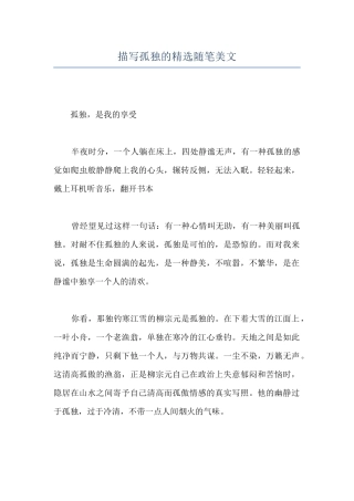 描写孤独的精选随笔美文