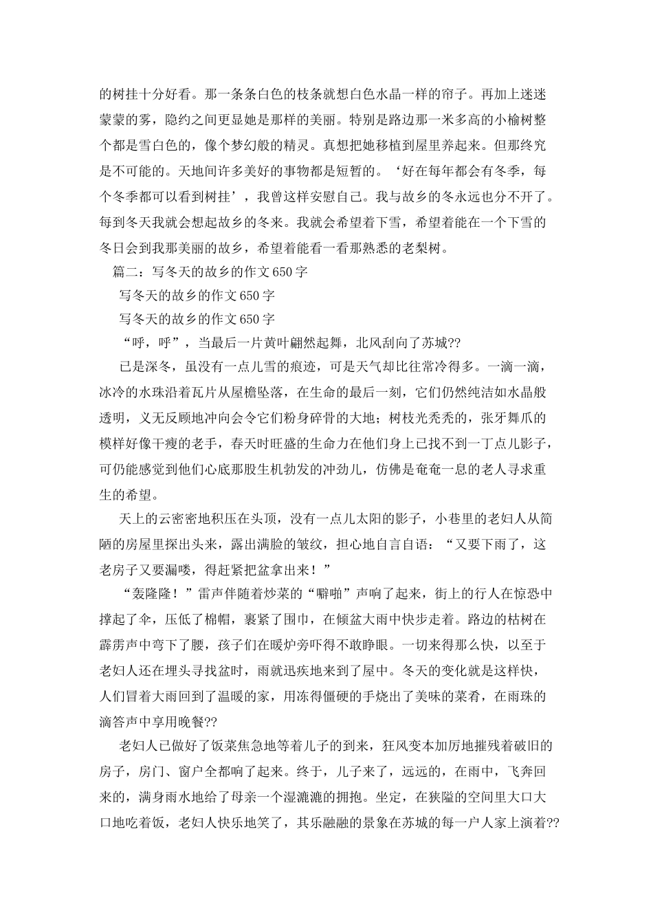 描写家乡的冬天作文_第2页