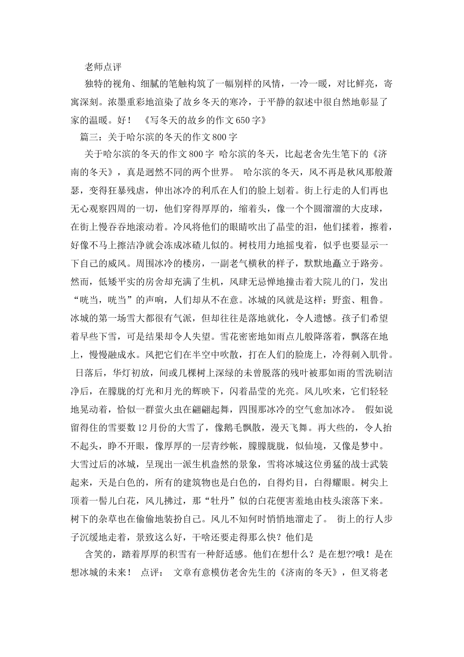 描写家乡的冬天的作文_第3页