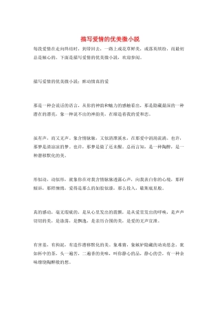 描写爱情的优美微小说