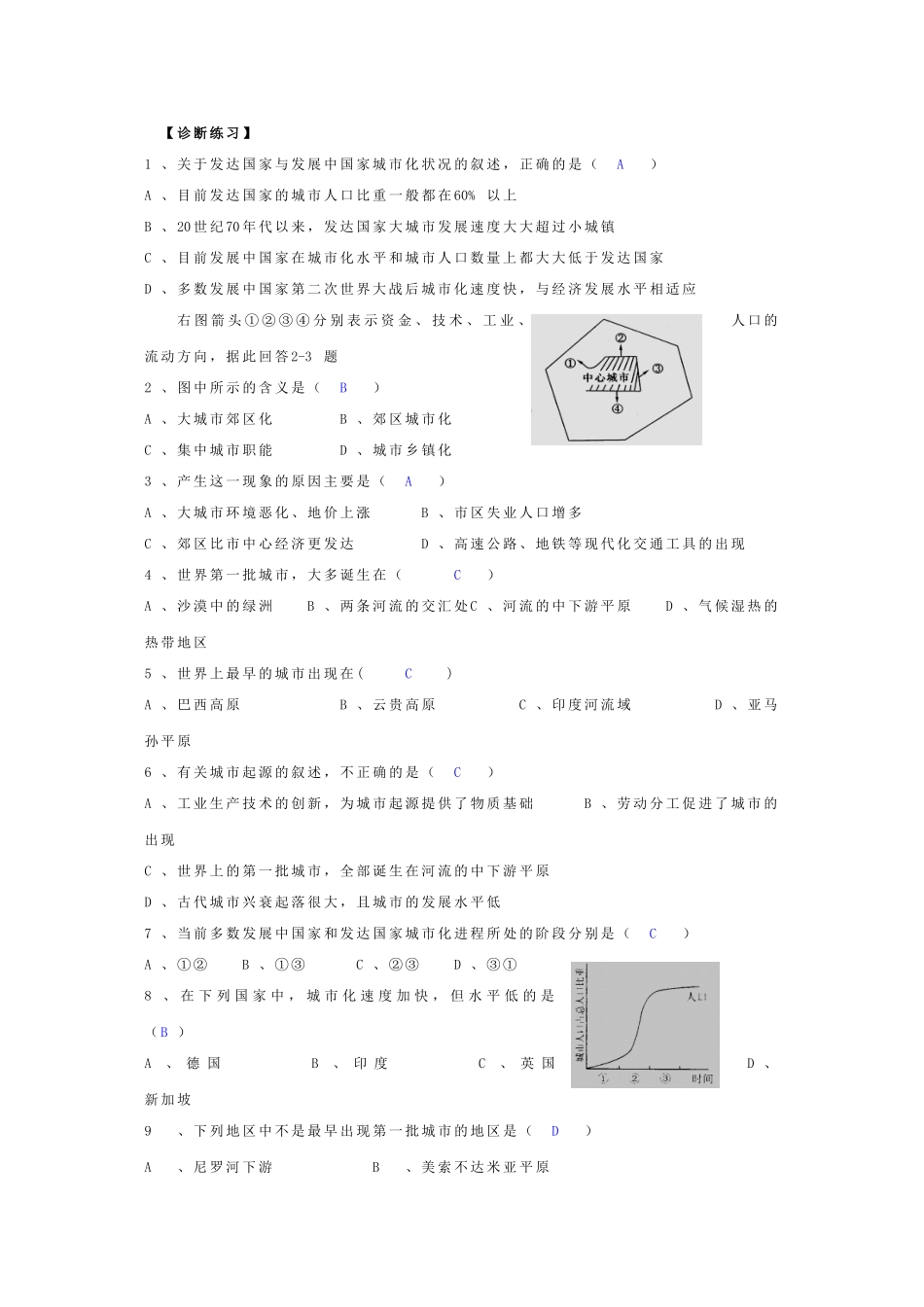 高中地理：第二单元《城市与地理环境》复习学案-1（鲁教版必修2）_第3页