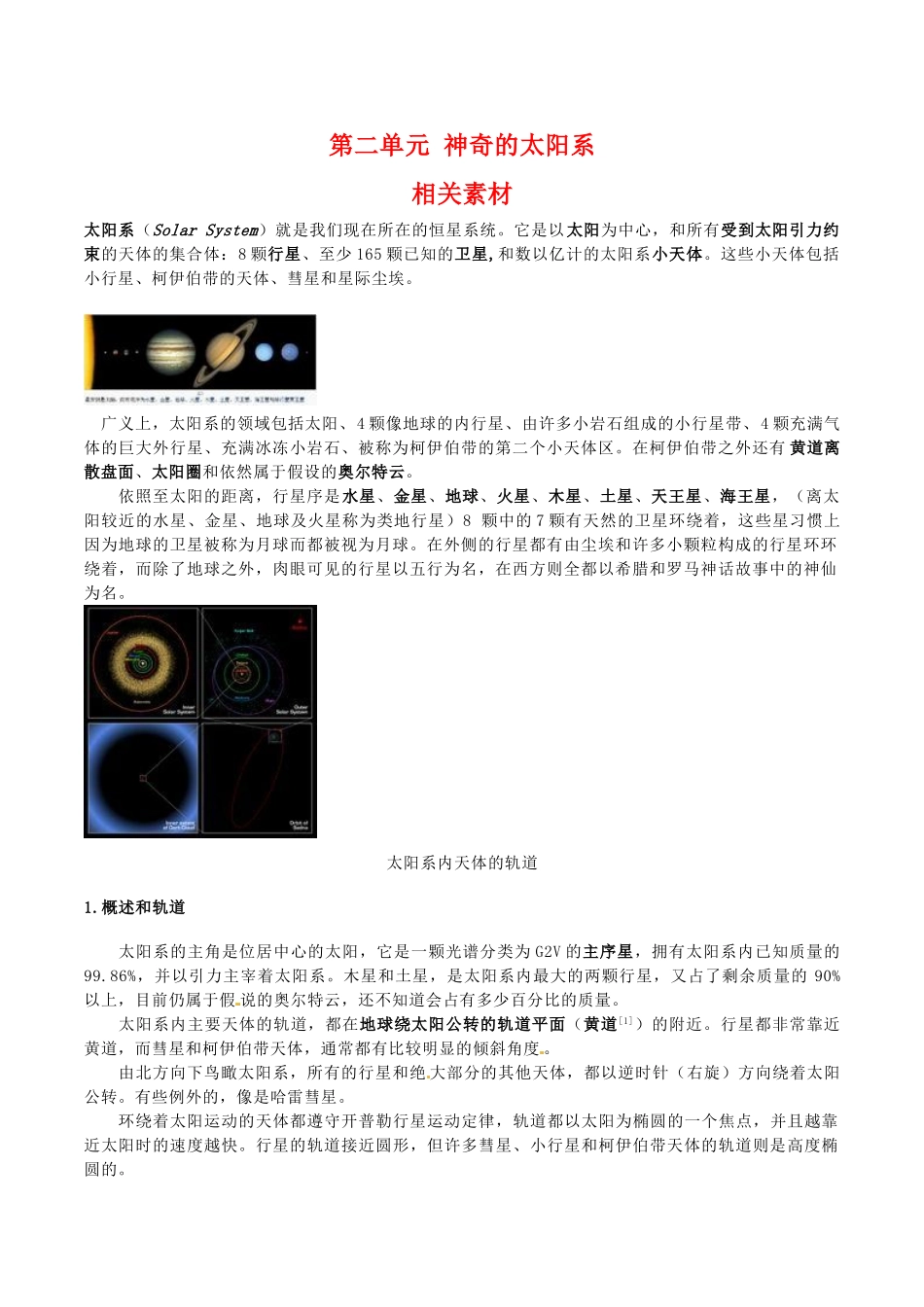 高中地理：第二单元《神奇的太阳系》素材鲁教版选修1_第1页