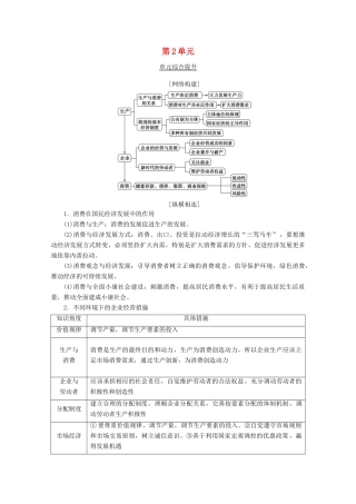 高考政治一轮复习 第2单元 生产、劳动与经营综合提升教学案 新人教版必修1-新人教版高三必修1政治教学案
