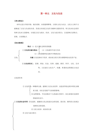 高考政治 第一单元 文化与生活素材