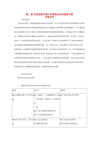 高中地理：第二章《自然地理环境中的物质运动和能量交换》学案（中图版必修1）
