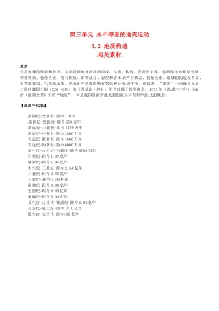 高中地理：3.2《地质构造》素材鲁教版选修1