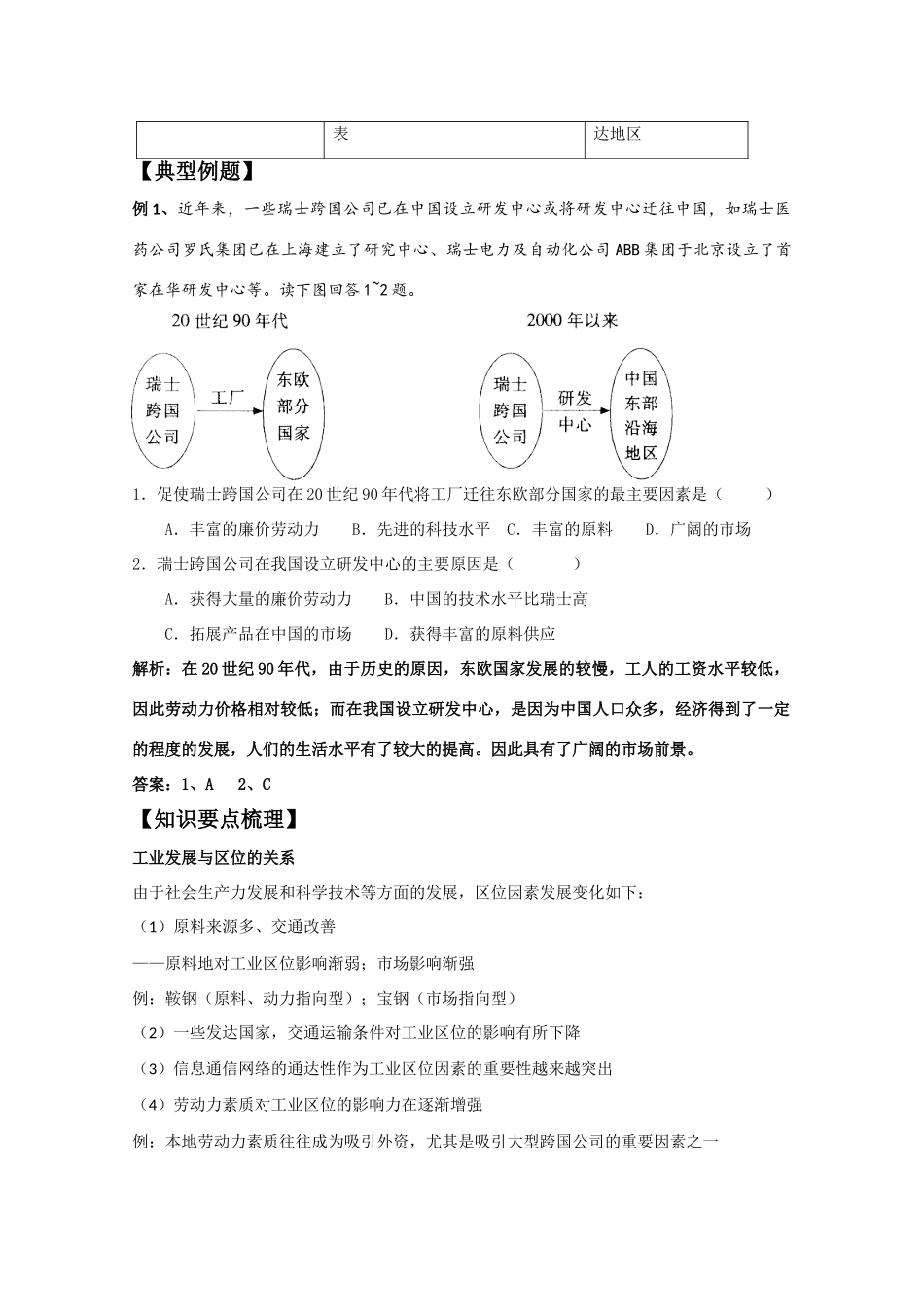 高中地理：3.2《工业区位与工业地域形成》学案（1）（中图版必修2）_第2页