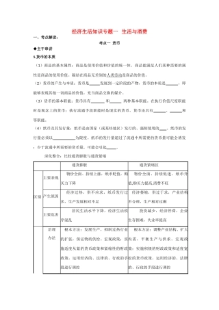 高考政治 经济生活知识专题一素材