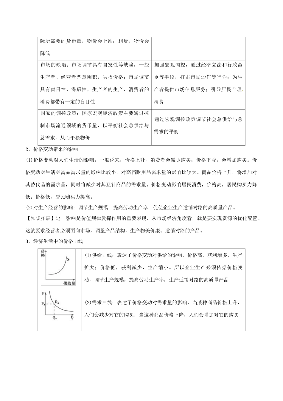 高考政治 考纲解读与热点难点突破 专题01 货币价格与居民消费教学案-人教版高三全册政治教学案_第3页